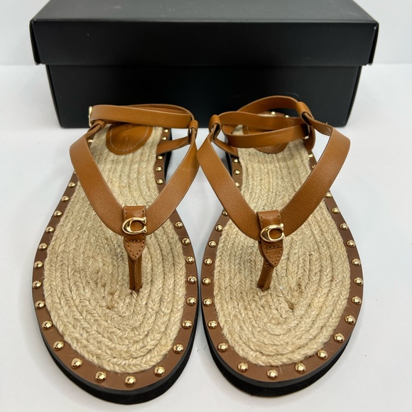 COACH LADIES SANDALS, “GRACEY LEATHER,” “PENNY COLOR” (camel) SIZE 9.5 - Picture 4 of 16